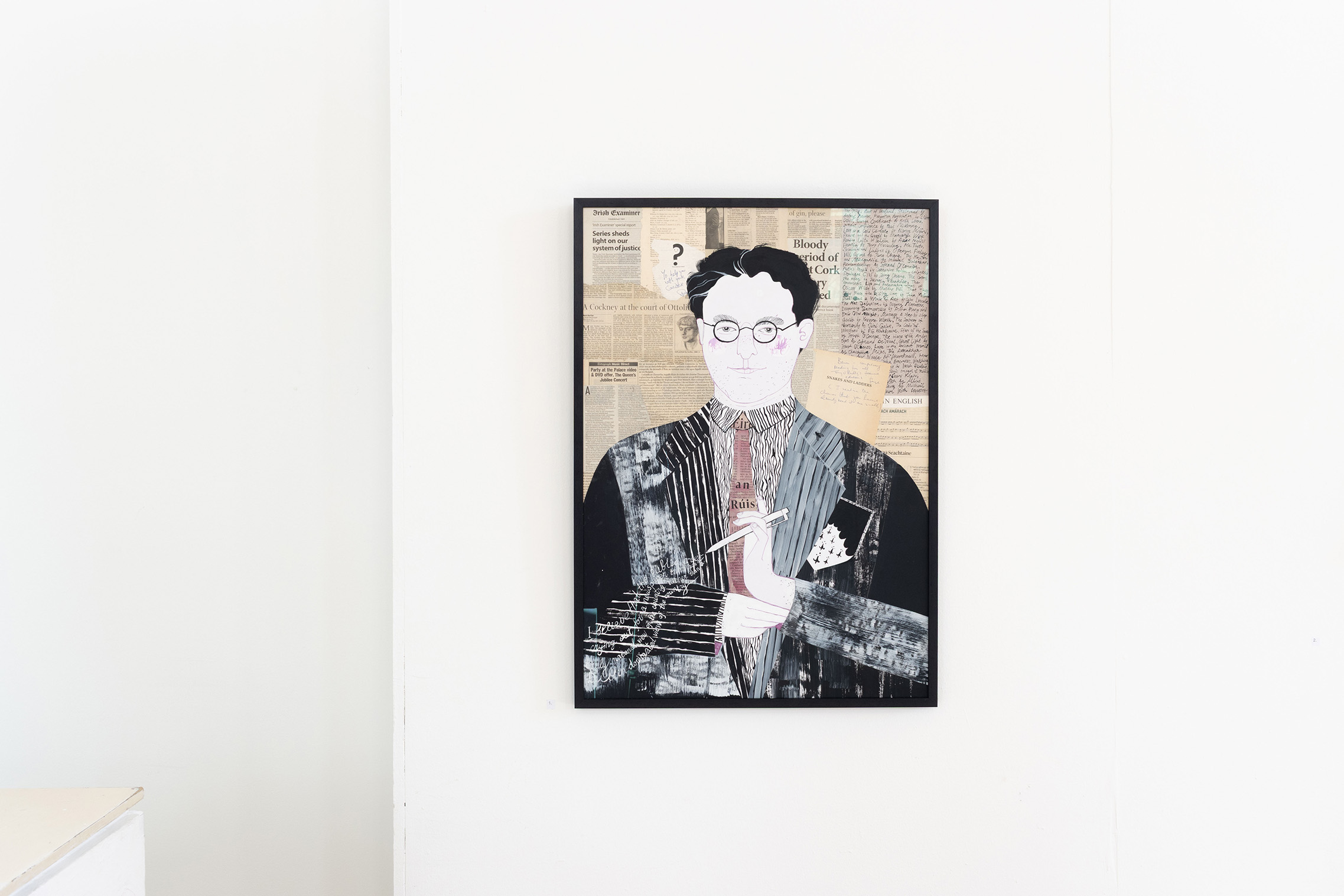 Collage portrait with Irish Examiner newspaper clippings
