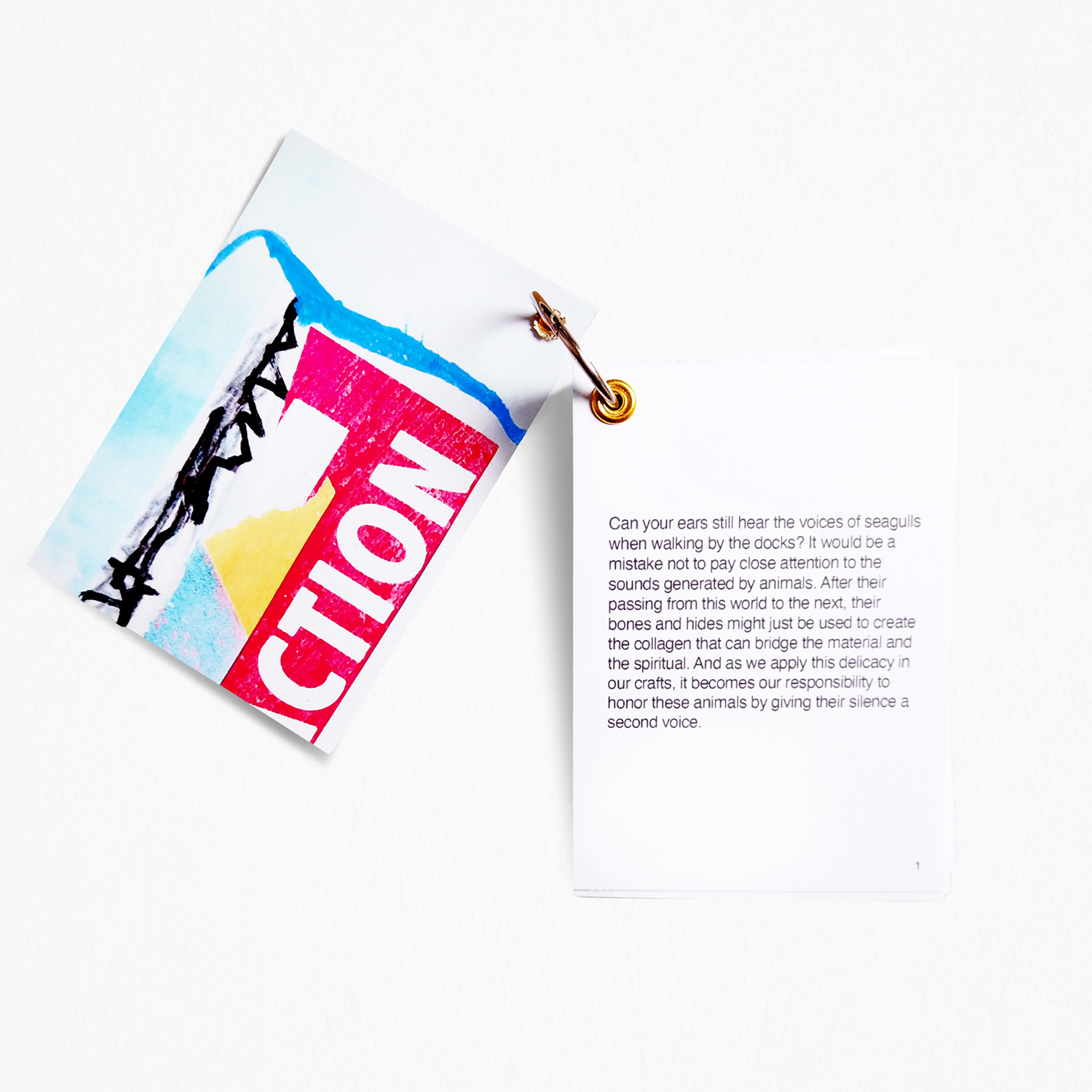 Artist zine cards on a ring binding, product photography
